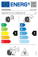 Continental 225 75 R17.5 129/127M 12PR M+S Conti Hybrid LS3 LRF (Asfalt Düz)