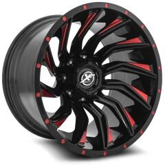 Emr XF224 6x139.7 12x20 ET(-44) 110 Glossy Black+Milling Red Türbülans Off Road 20 Jant Takım